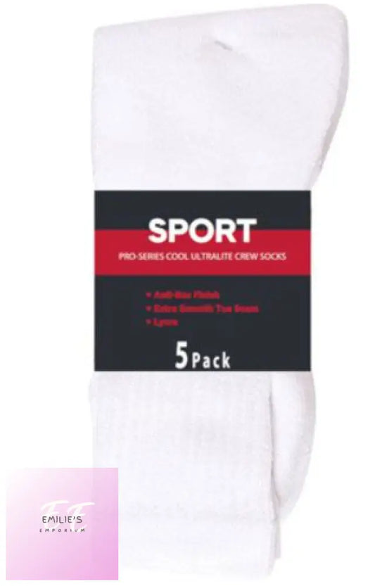 10 Pairs ( 2X 5 Pairs) Pro Series White Sport Socks