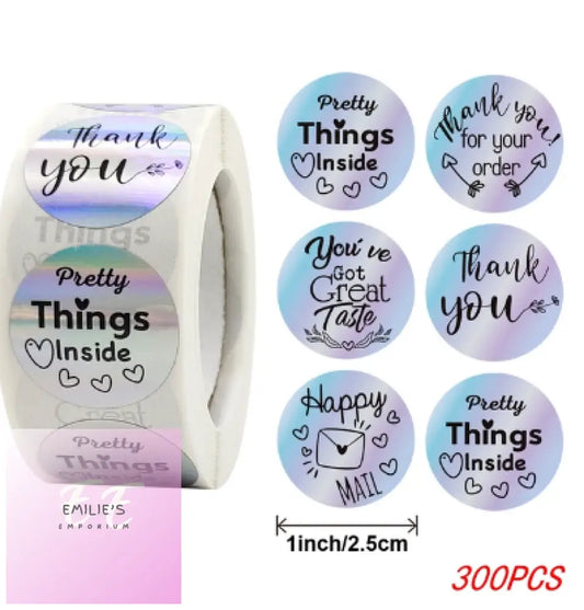100Pcs Thank You Stickers 1Inch -