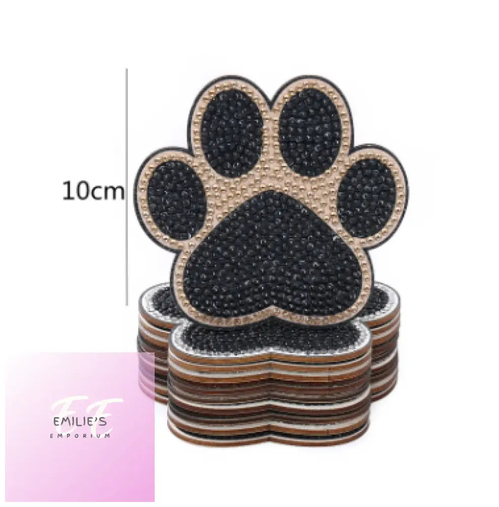 10Pcs Dog Paw Print Diamond Art Coasters