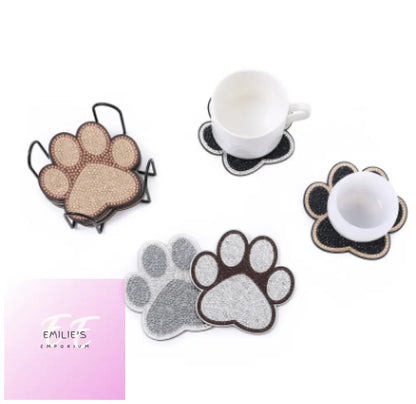 10Pcs Dog Paw Print Diamond Art Coasters