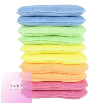10Pk Duo Action Cleaning Pads Microfibre Scrubbing Cloths Mixed Assorted