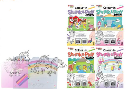 12X Kreative Kids Colour In Shrink & Play Craft Set - Assorted Picked At Random