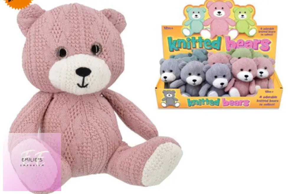 14Cm Knitted Sitting Bear...assorted Colours