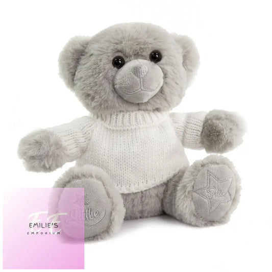 20Cm Grey Teddy Bear W/Sweater