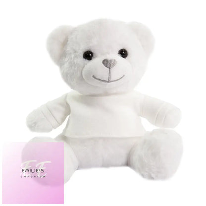 25Cm White Teddy Bear W/T Shirt