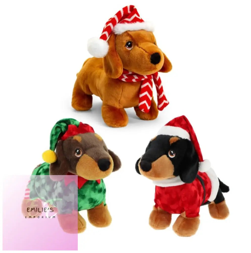 26Cm Dachshund In Christmas Outfit Plush Toys