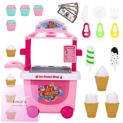 27 Pcs Ice Cream Trolley Shop Cart Toy For Children