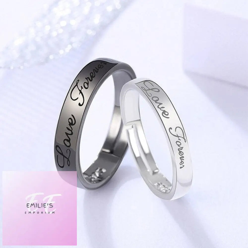 2Pcs Black/White Love Promise Rings - Love Forever