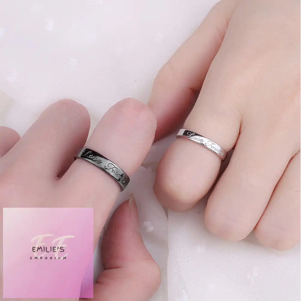 2Pcs Black/White Love Promise Rings - Love Forever