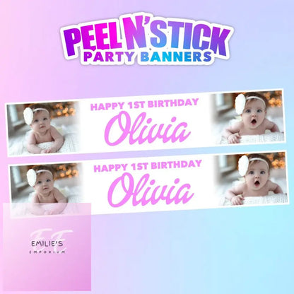 2X Personalised Photo Birthday Banners - Choice Of Design