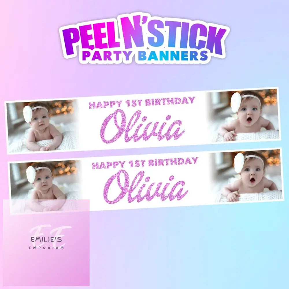 2X Personalised Photo Birthday Banners - Choice Of Design