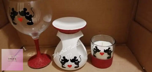 3Pc Personalised Burner And Glass Gift Set - With Glitter