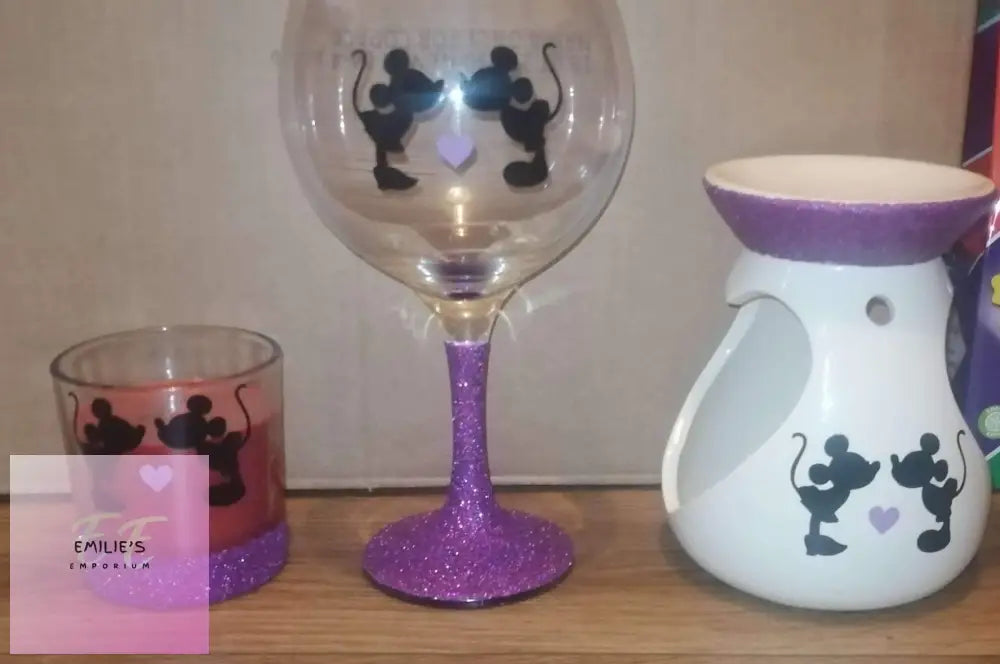 3Pc Personalised Burner And Glass Gift Set - With Glitter