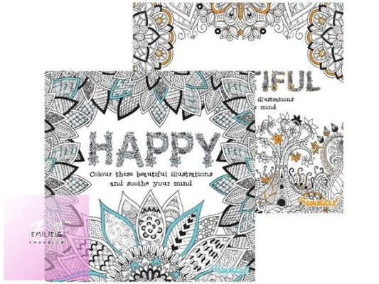 48X Squiggle Advanced Relaxing Colouring Book - Beautiful & Happy Designs