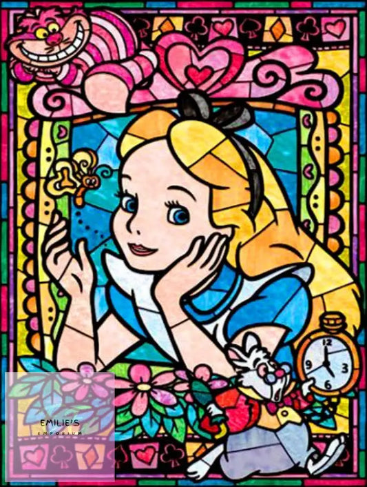 5D Diamond Art Alice In Wonderland Stained Glass