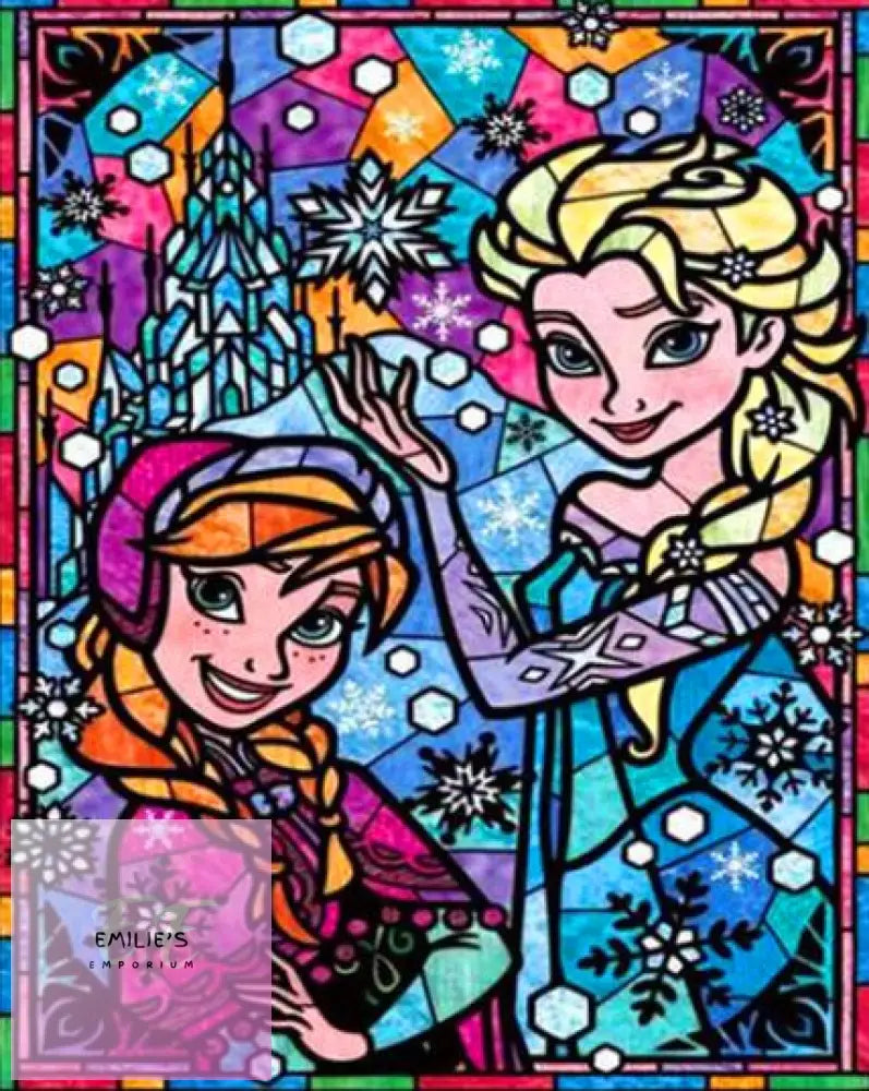 5D Diamond Art Anna & Elsa Stained Glass