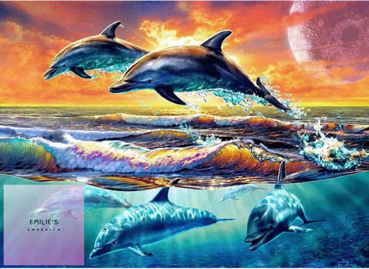 5D Diamond Art Dolphins Leaping