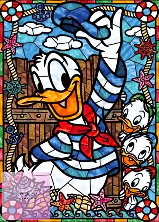 5D Diamond Art Donald Duck Stained Glass