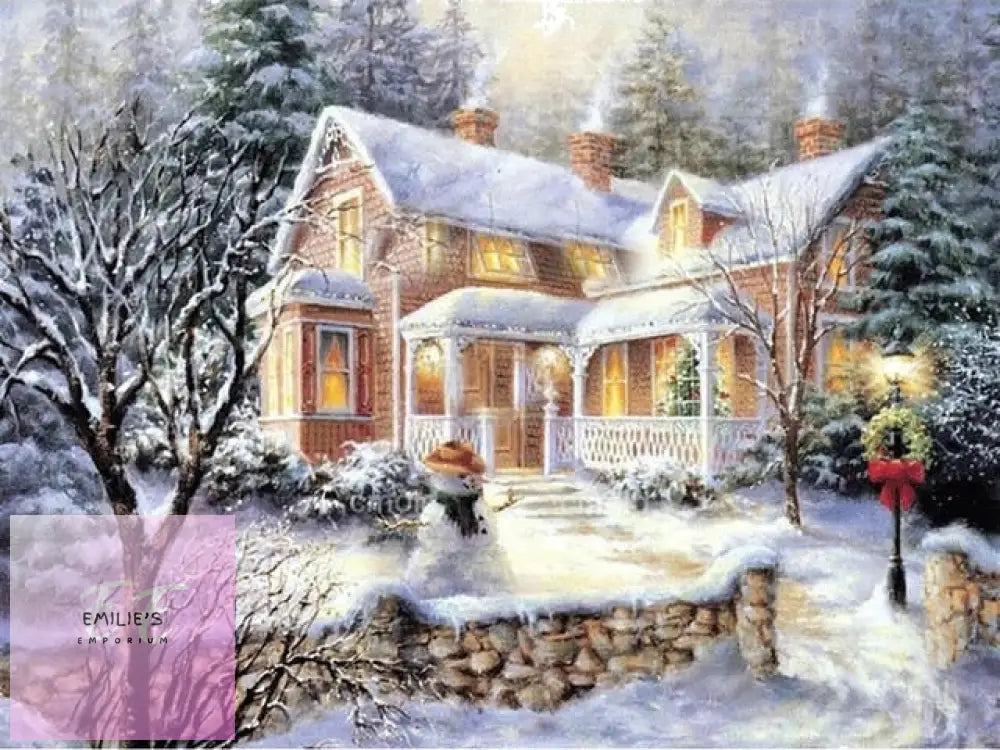 5D Diamond Art House In Snow