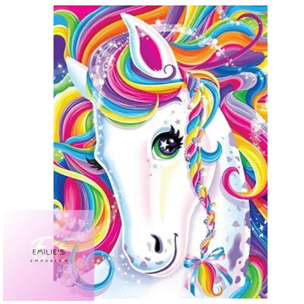 5D Diamond Art Rainbow Unicorn Face