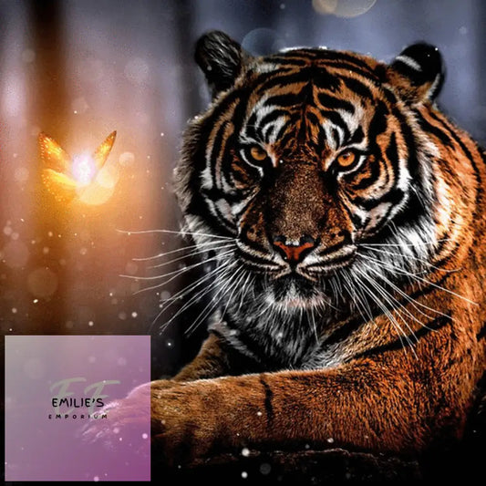 5D Diamond Art Tiger With Butterfly