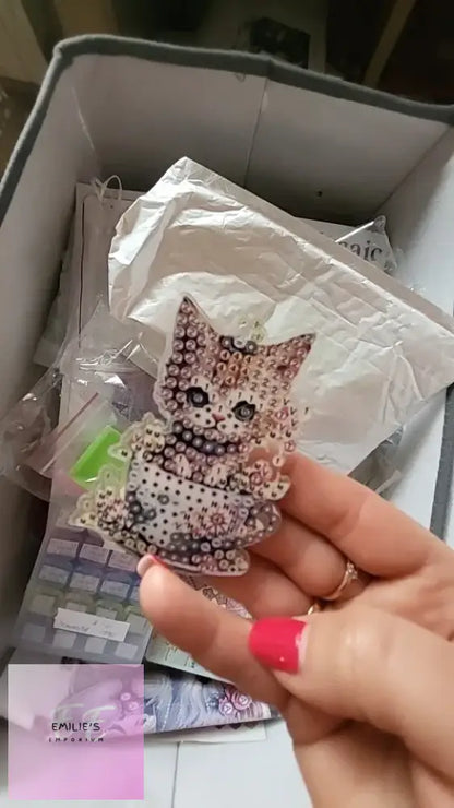 5Pc Cats Diamond Art Keychain