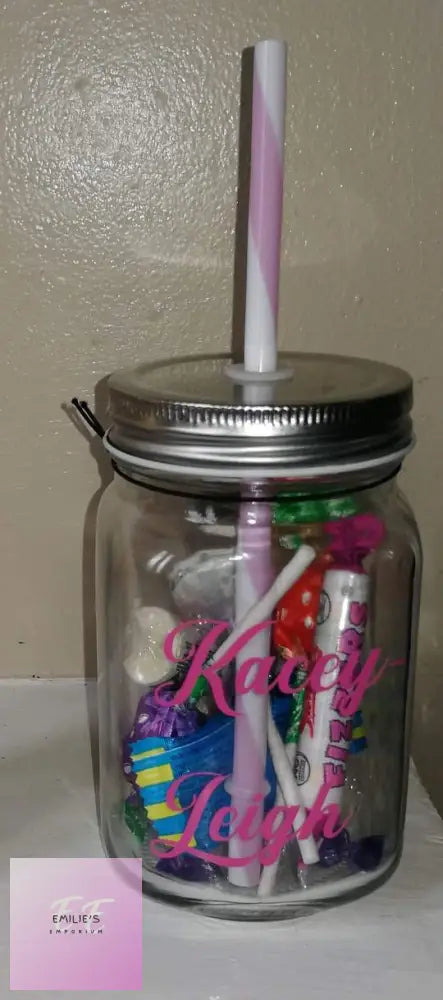 Personalised Name Mason Jar - With Glitter