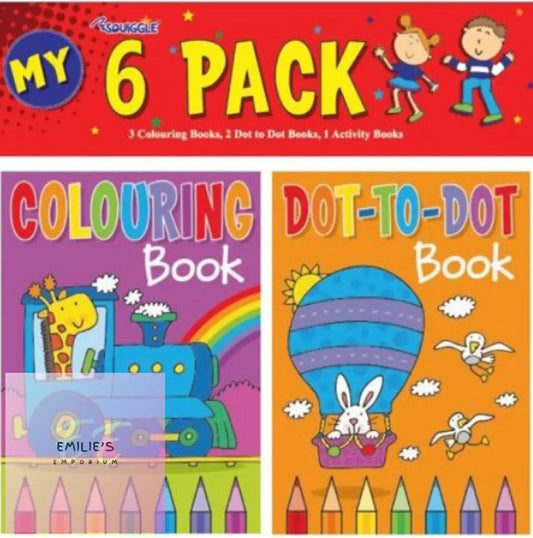6X Squiggle 6Pk A6 Colouring & Activity Books