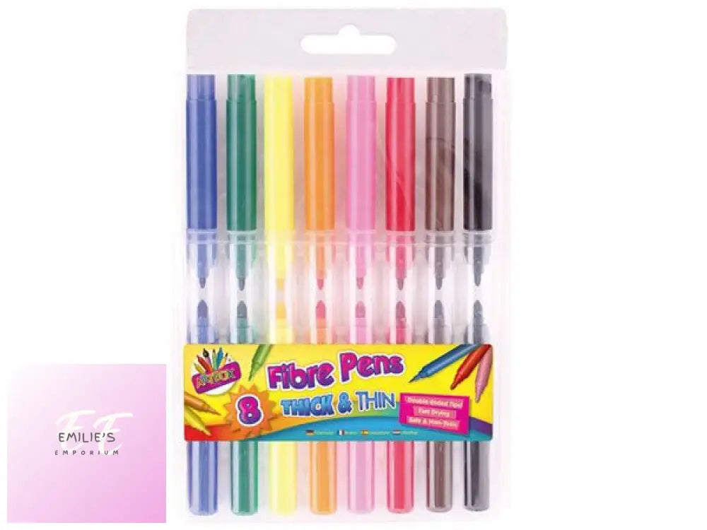 8Pk Thick & Thin Fibre Pens