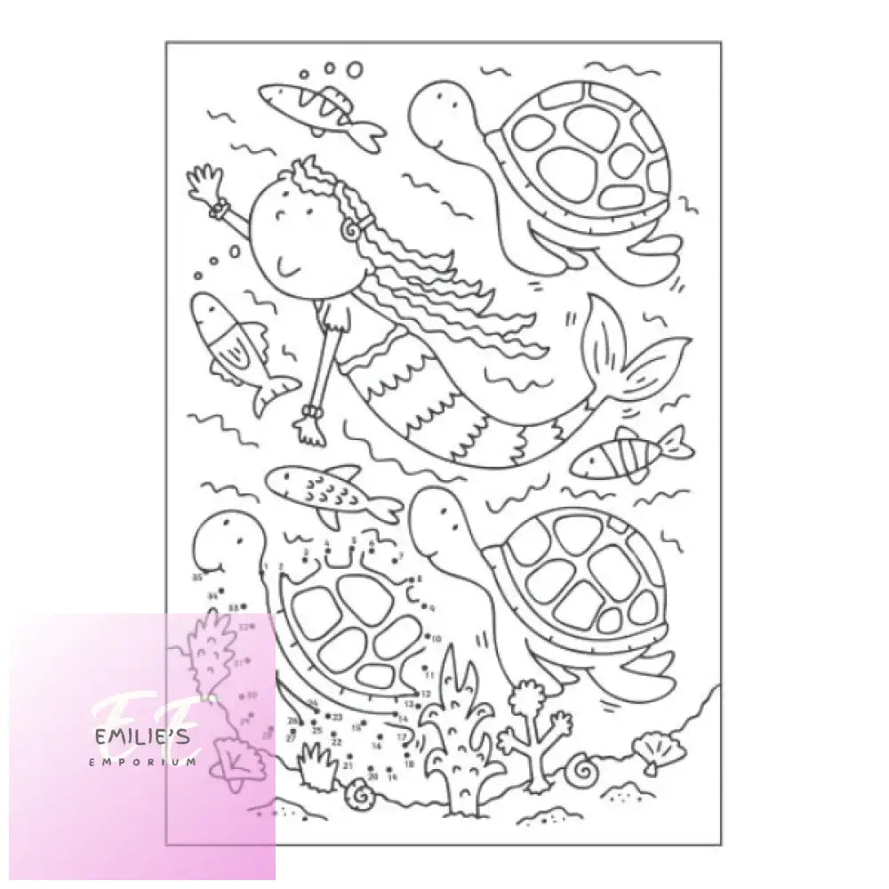 A4 Mermaid / Unicorns Dot-To-Dot Colouring Book