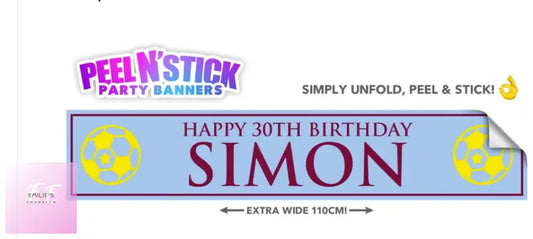 Aston Villa Colours Football Personalised Birthday Party Banner