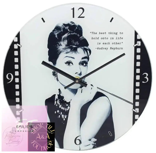 Audrey Hepburn Glass Clock - 30Cm