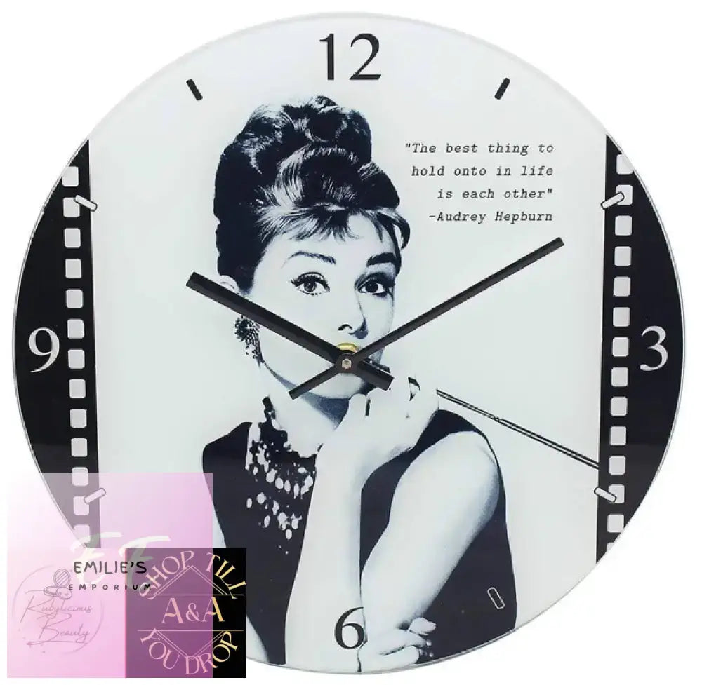 Audrey Hepburn Glass Clock - 30Cm
