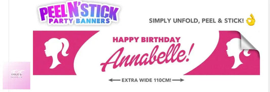 Barbie Head Personalised Birthday Party Banner