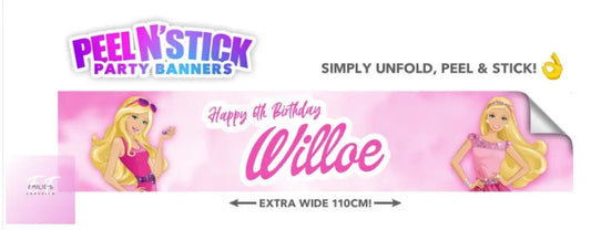 Barbie Personalised Kids Birthday Party Banner