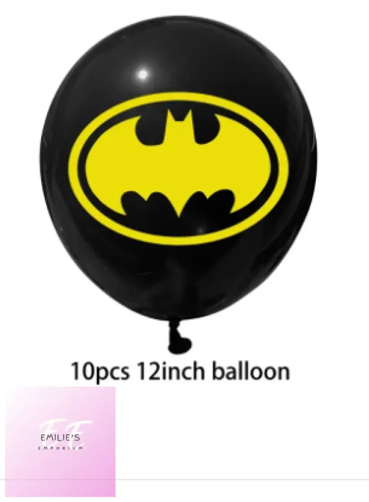 Batman Balloons- 6 Or 10 12 Piece Choices Black Batman Balloon Set