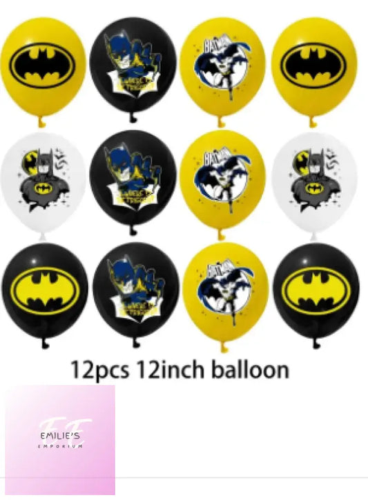 Batman Balloons- 6 Or 10 12 Piece Choices Mixed Batman Balloon Set