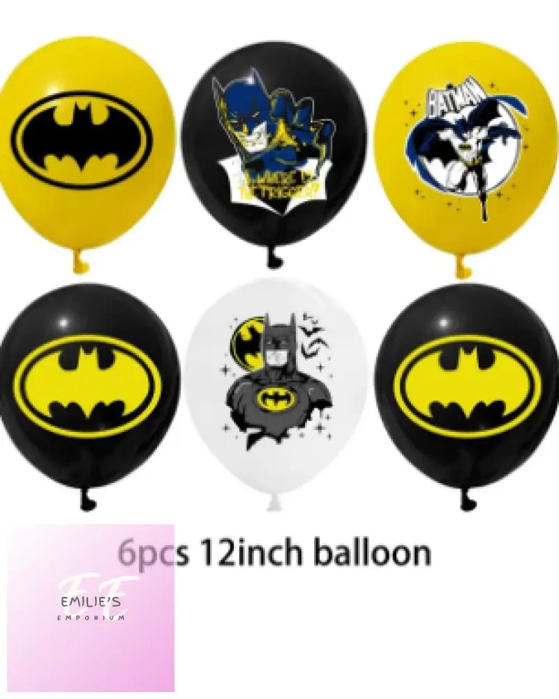 Batman Balloons- 6 Or 10 12 Piece Choices Mixed Balloon Set