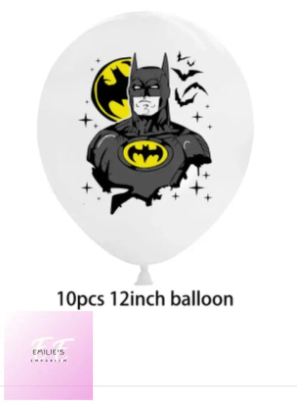 Batman Balloons- 6 Or 10 12 Piece Choices White Batman Balloon Set