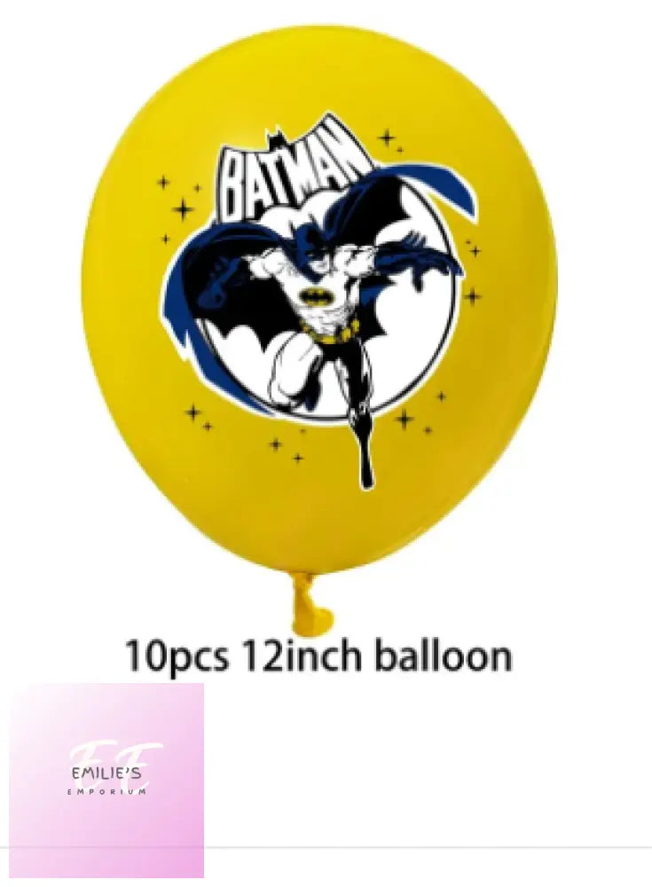 Batman Balloons- 6 Or 10 12 Piece Choices Yellow Batman Balloon Set