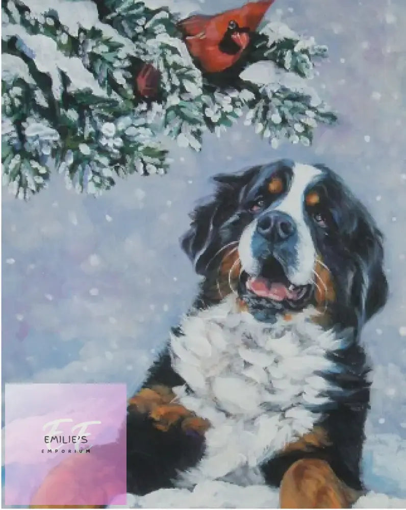 Bernese Mountain Dog Snow 5D Diamond Art 30X20Cm