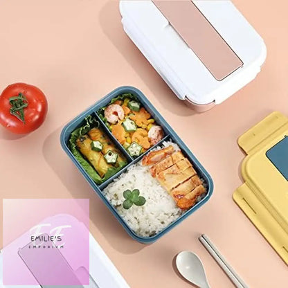 Blue & Yellow Lunch Box With Different Compartments