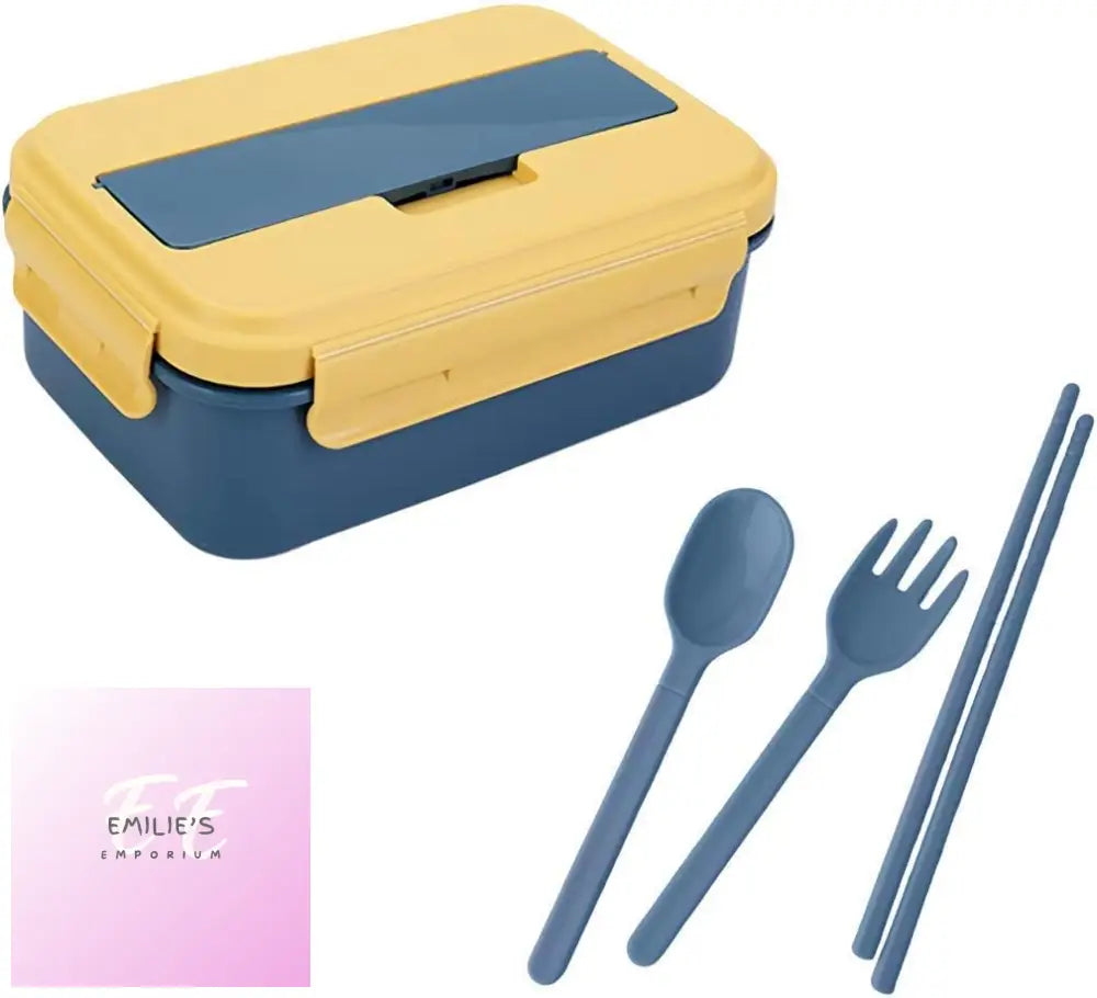 Blue & Yellow Lunch Box With Different Compartments