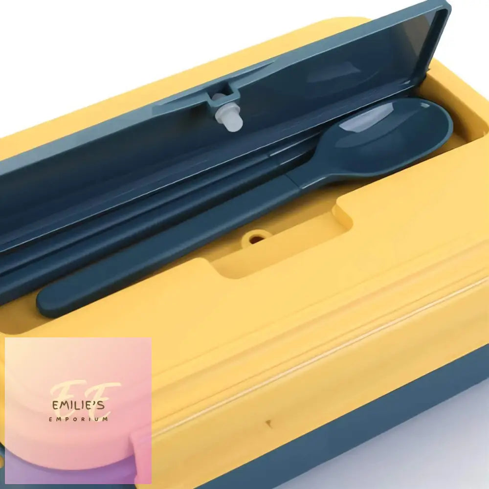 Blue & Yellow Lunch Box With Different Compartments