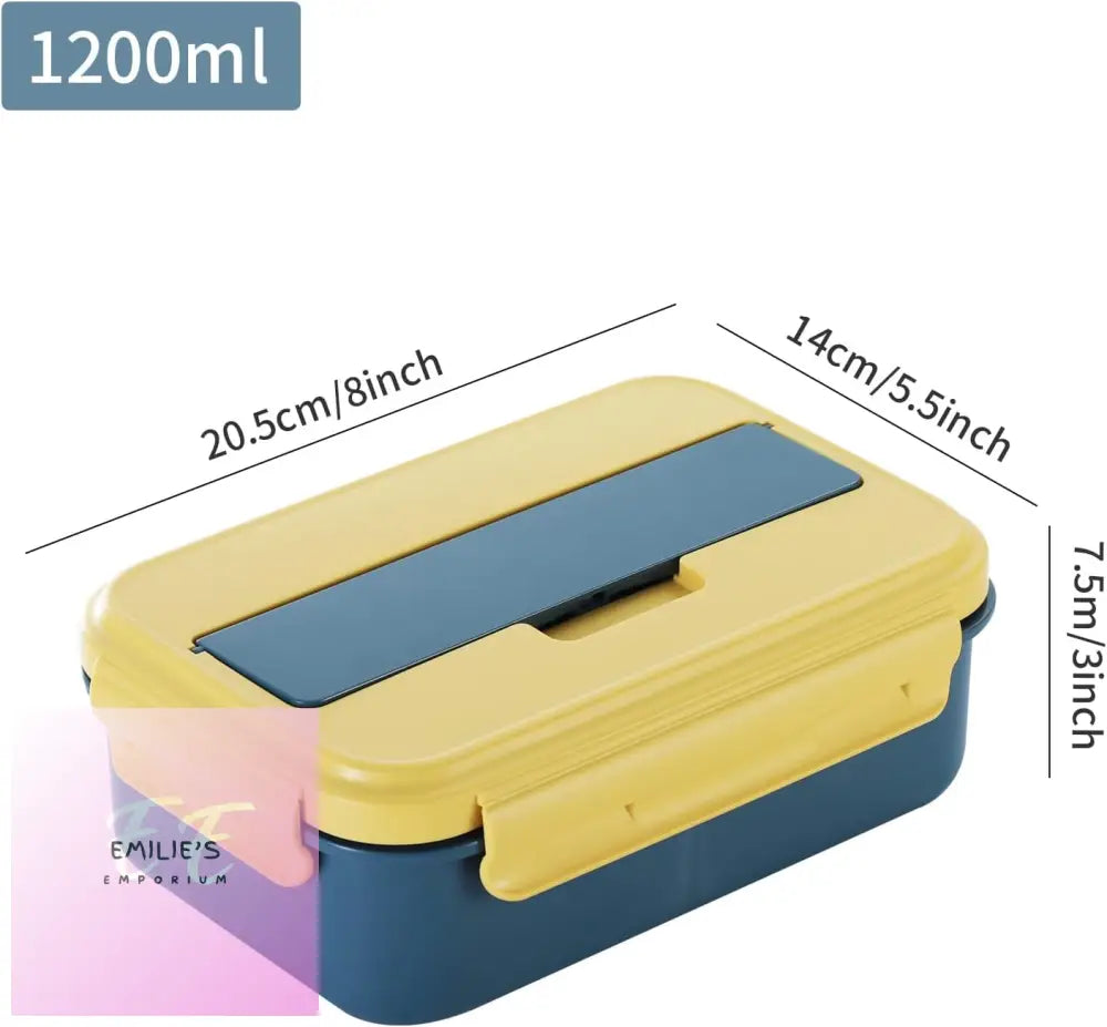 Blue & Yellow Lunch Box With Different Compartments