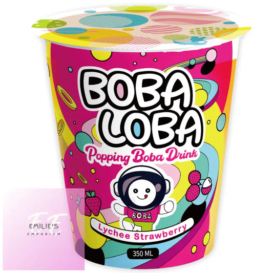 Boba Loba Strawberry Lychee Drink Cups 4X350Ml