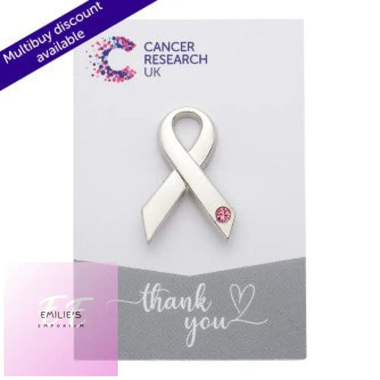 Cancer Research Uk - Pink Or Blue Gem Ribbon Badge Pink