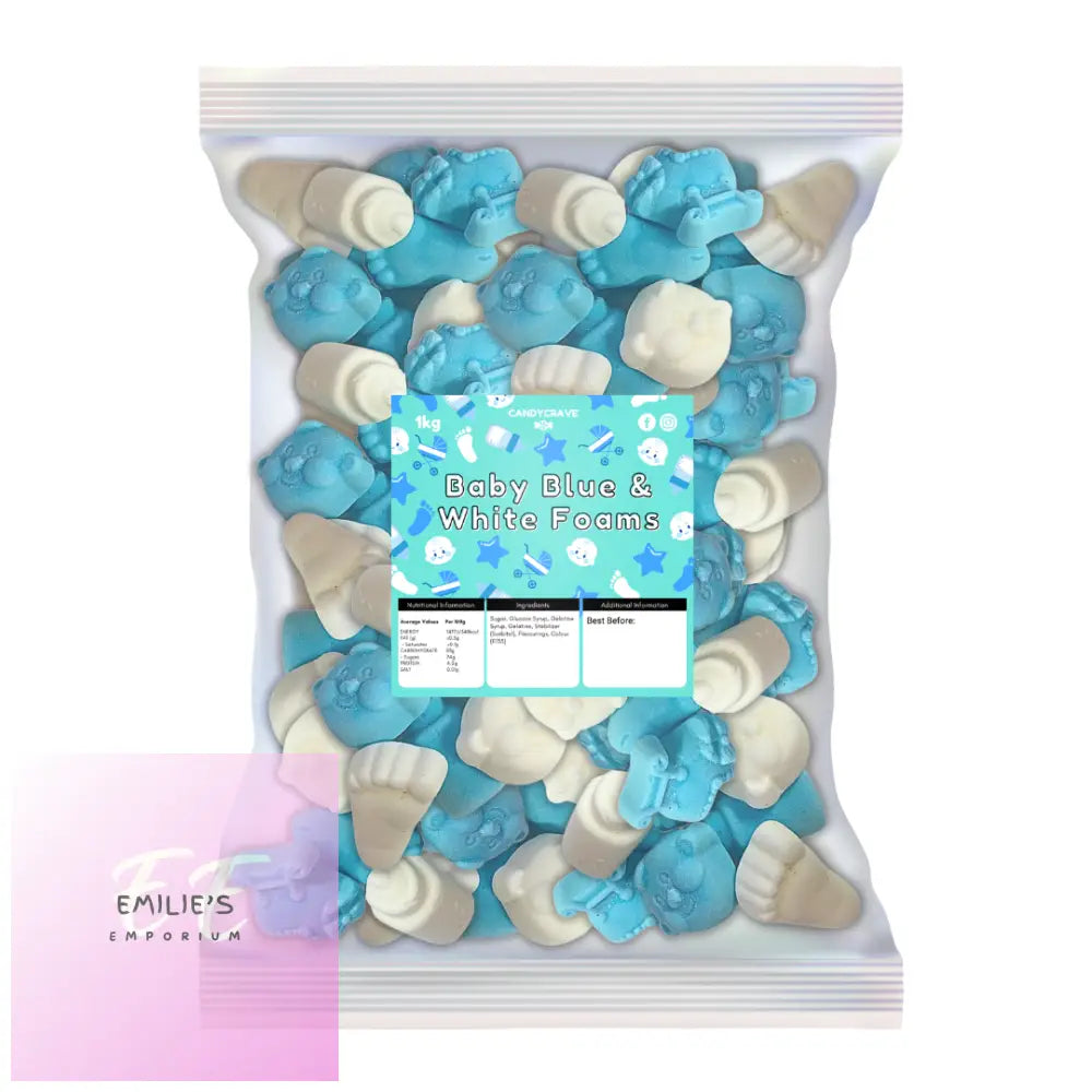 Candycrave Baby Blue & White Foam Mix 1Kg Candy Chocolate