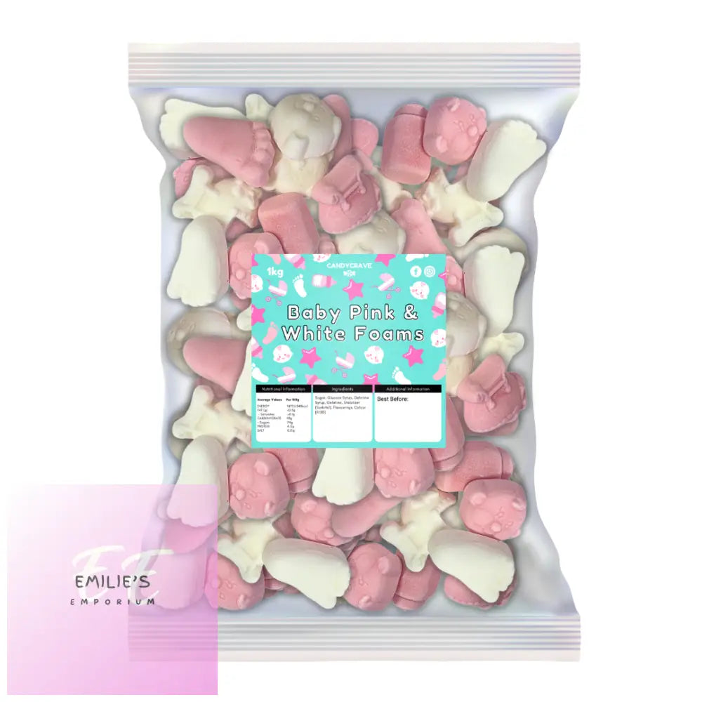 Candycrave Baby Pink & White Foam Mix 1Kg Candy Chocolate