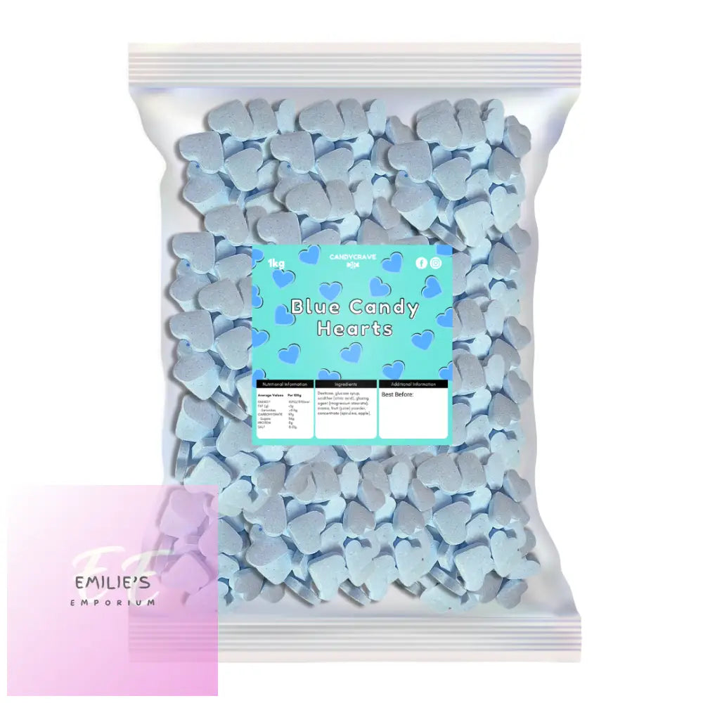 Candycrave Blue Candy Hearts 1Kg & Chocolate